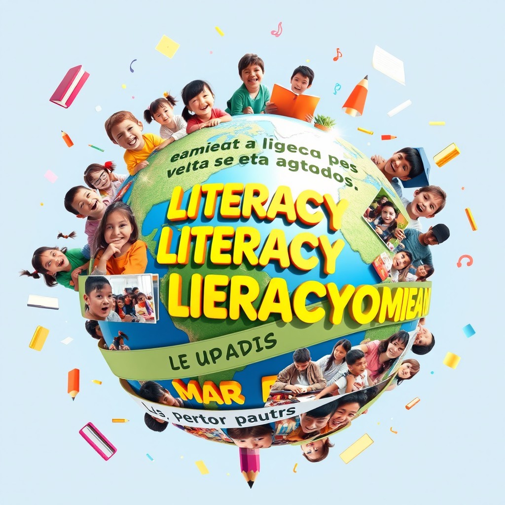 A vibrant and imaginative world filled with photos of children from a school, showcasing diversity and joy