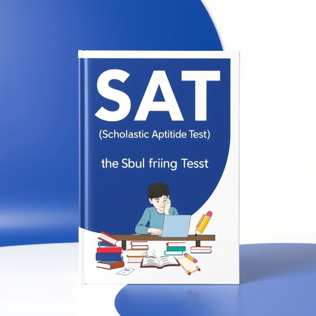 A book cover for the title "SAT (Scholastic Aptitude Test)", featuring a modern and sleek design