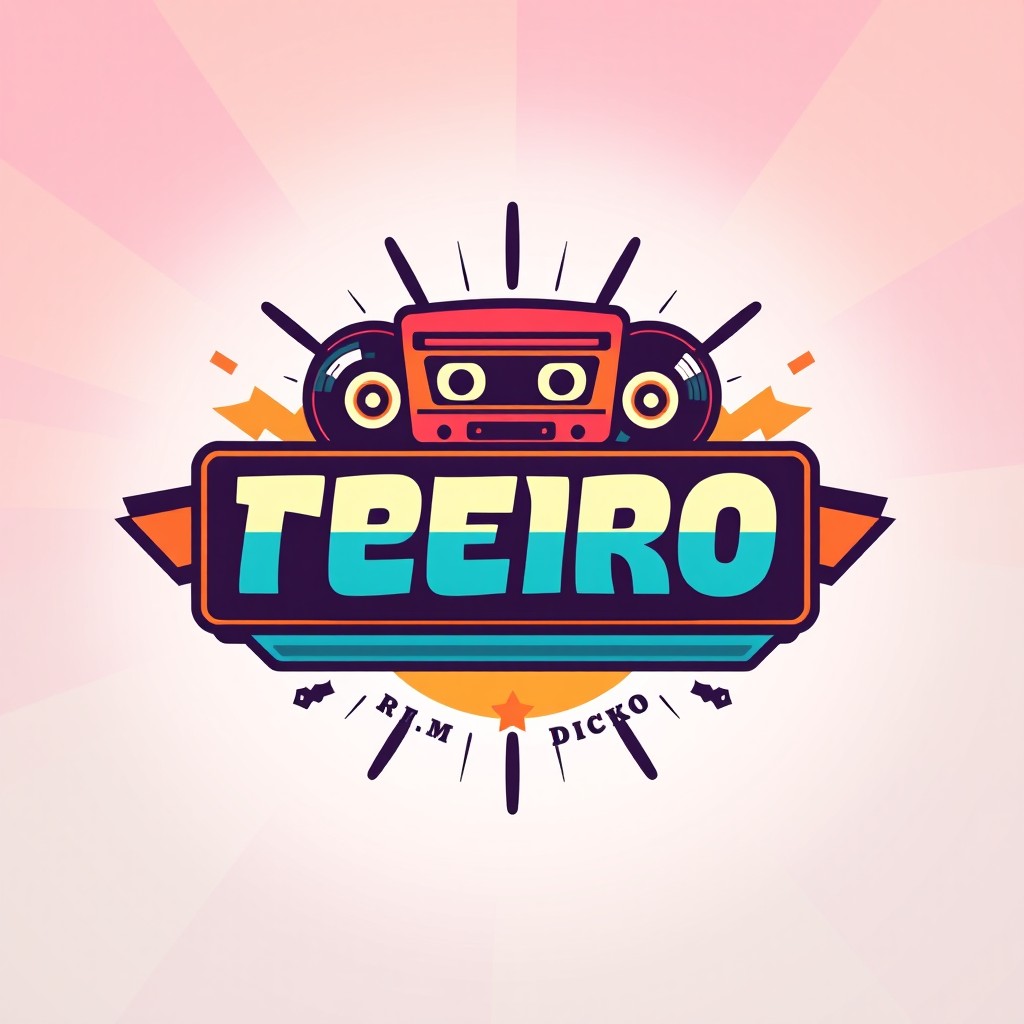 A stylish retro logo design, incorporating bold and vibrant colors reminiscent of the 70s and 80s, featuring geometric shapes and clean lines