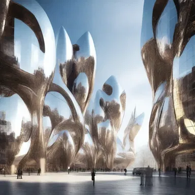 In the futuristic world of the novel, the buildings were made of a shiny, barky material.