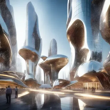 In the futuristic world of the novel, the buildings were made of a shiny, barky material.