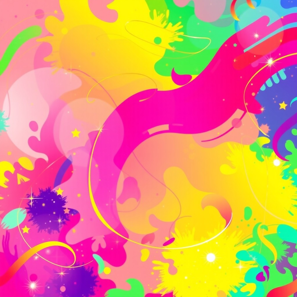 A vibrant and colorful background suitable for a Bollywood movie poster, featuring a blend of bright colors like pink, yellow, green, and blue