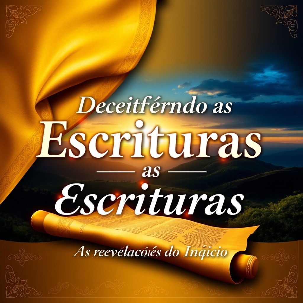 A visually striking eBook cover for a biblical teachings book titled "Decifrando as Escrituras: As Revelações do Início"