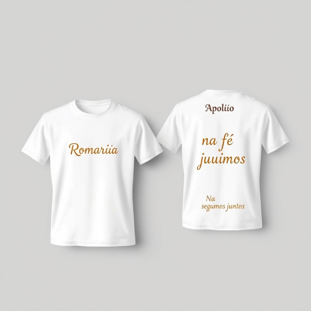 A flat mockup design of a white t-shirt for the 'Romaria de Canudos' event