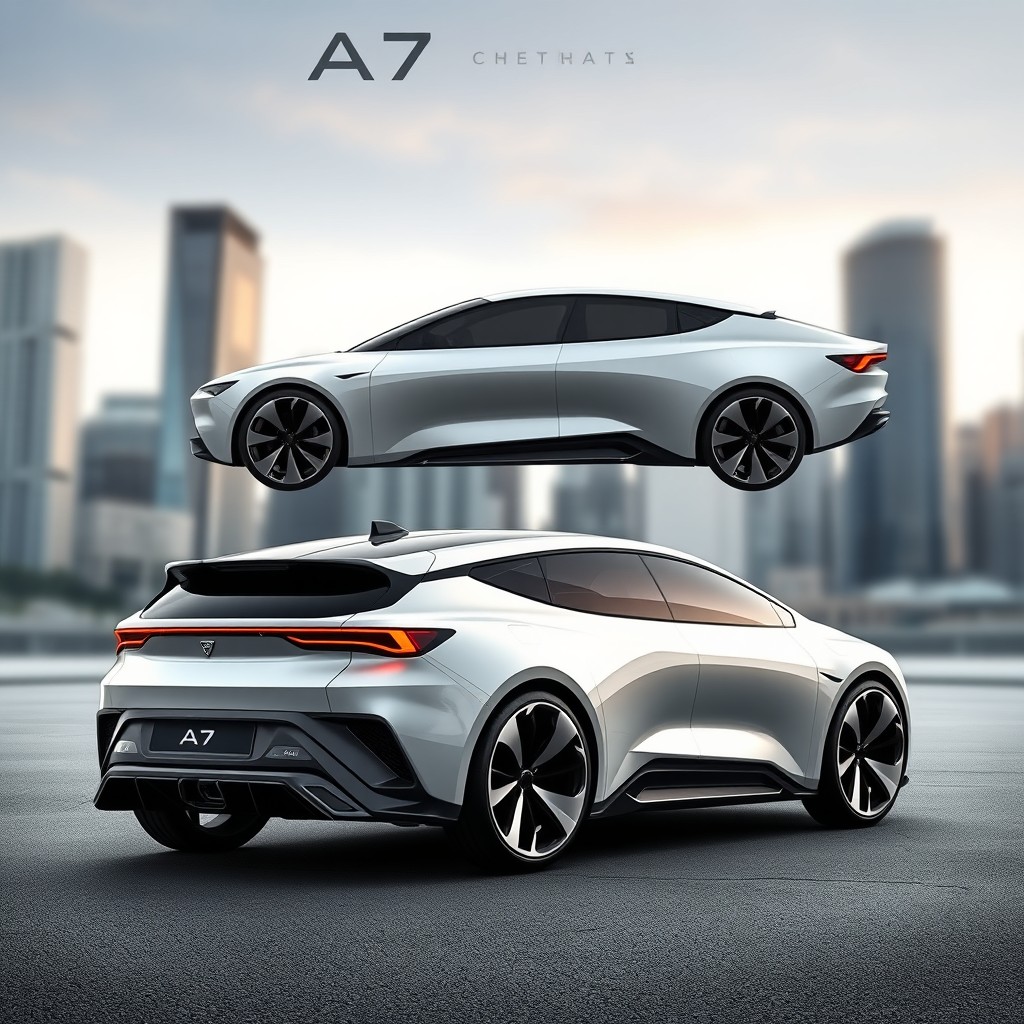 Visual concept of a unique car model, named A7 Concept, inspired by Lada Priora 2