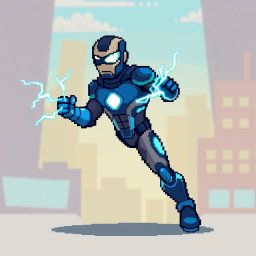 A pixel art character design for a video game, inspired by classic styles like early Pokémon, Zelda, Undertale, and Deltarune