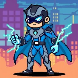 A pixel art character design for a video game, inspired by classic styles like early Pokémon, Zelda, Undertale, and Deltarune