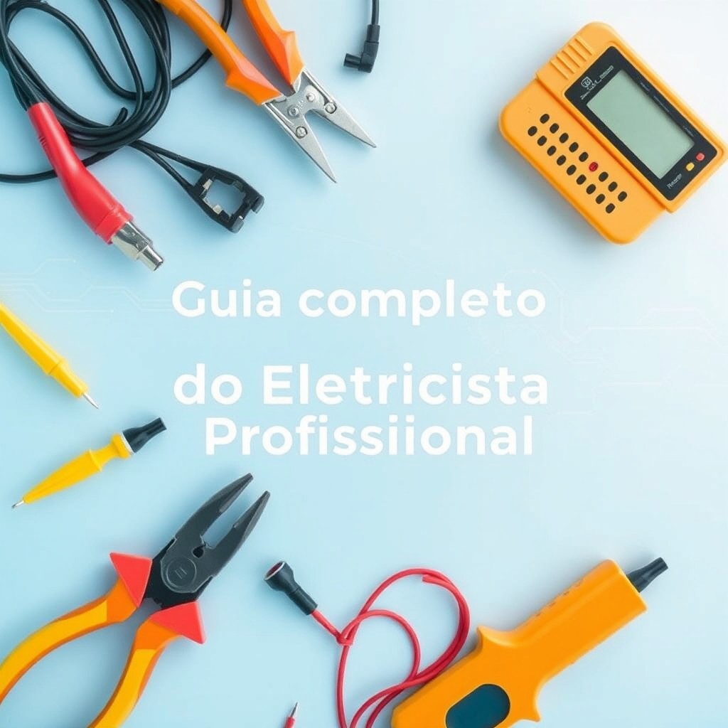 A visually engaging background image for an ebook titled 'Guia Completo do Eletricista Profissional'