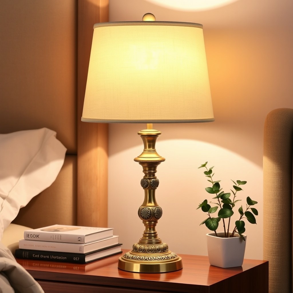 A beautifully designed bedside lamp that showcases elegant craftsmanship