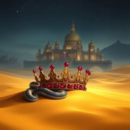 A mysterious desert at night, under a starry sky
