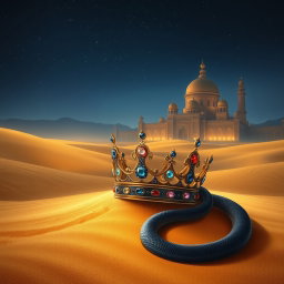 A mysterious desert at night, under a starry sky
