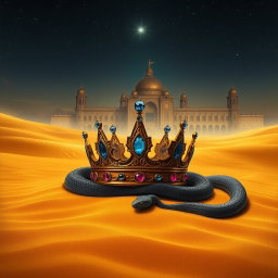 A mysterious desert at night, under a starry sky