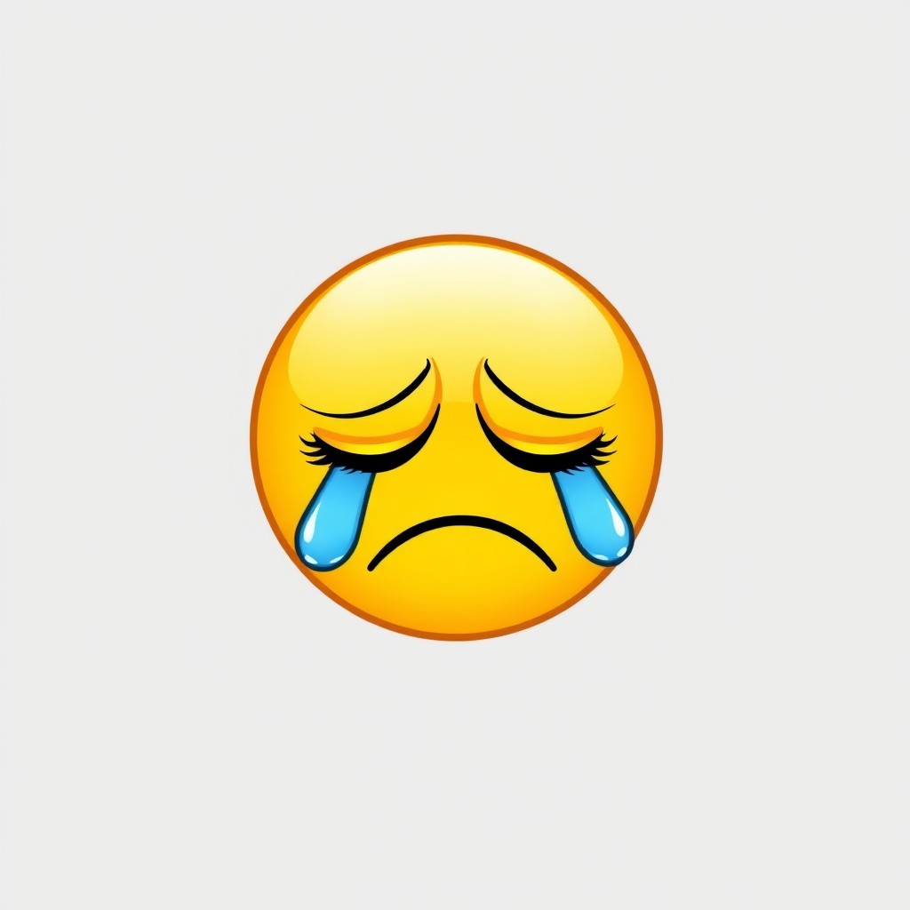 An emoji representing pain and sadness, featuring a yellow face with a frown, big teardrops streaming down its cheeks, with furrowed eyebrows and closed eyes expressing distress