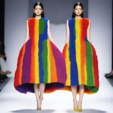 The designer showcased a dress inspired by the vibrant colors and textures of gastric juice, creating a unique and unconventional fashion statement.