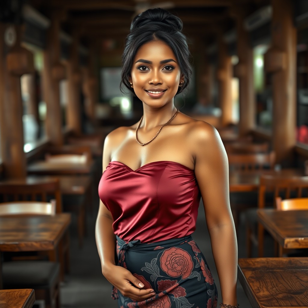 A stunning portrait of Hartini, a 45-year-old woman, depicted as a living poem