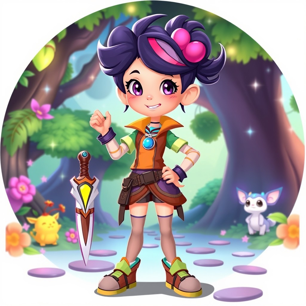 An artistic rendition of Yaya from Boboiboy, depicted as an adult character in a whimsical fantasy setting