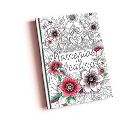 A sophisticated and elegant book cover for an adult coloring book titled 'Momentos de calma'