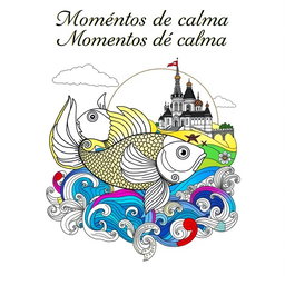 A stunning and elegant book cover for an adult coloring book titled 'Momentos de calma'