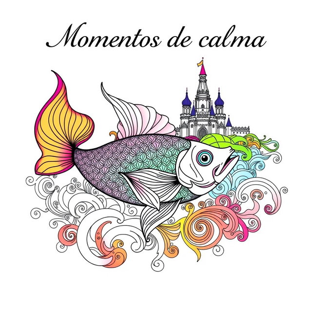 A stunning and elegant book cover for an adult coloring book titled 'Momentos de calma'
