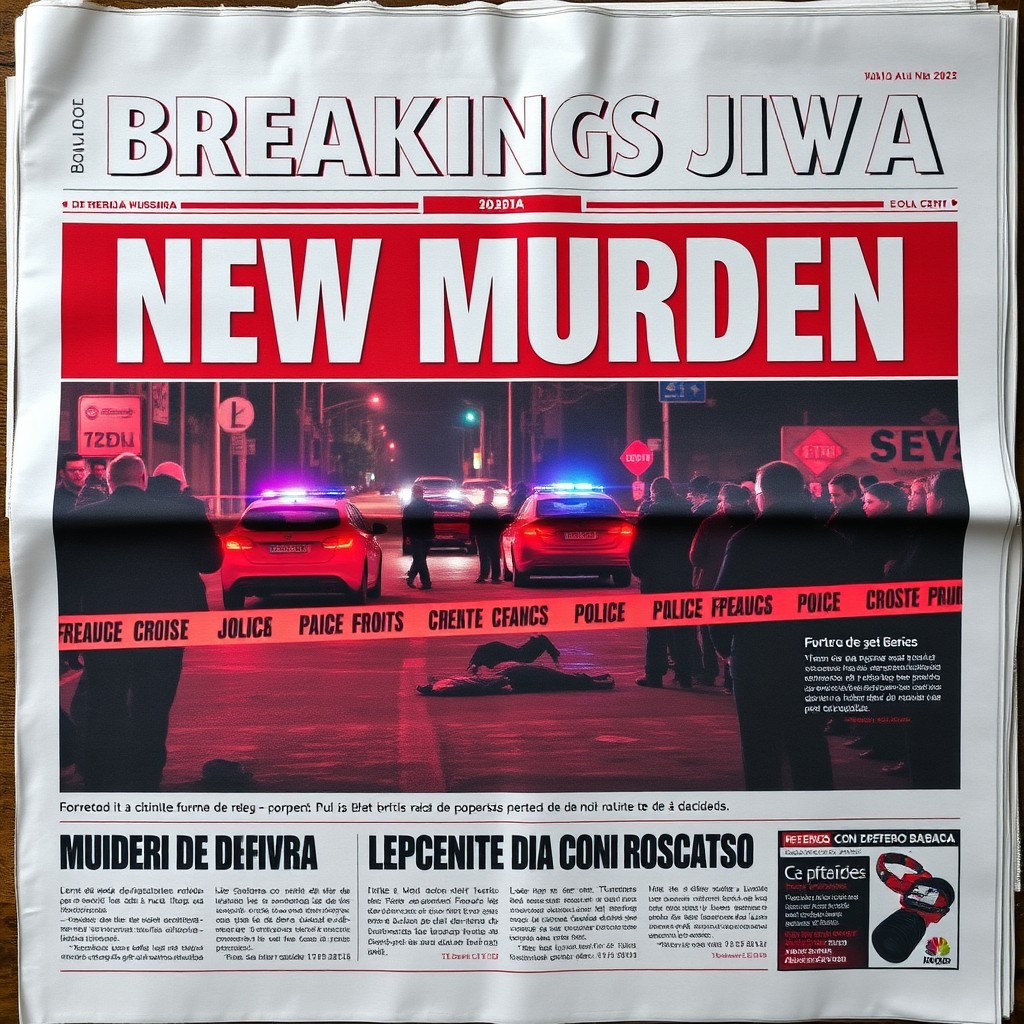 A dramatic newspaper front page from Brazil featuring a breaking news story about a new murder