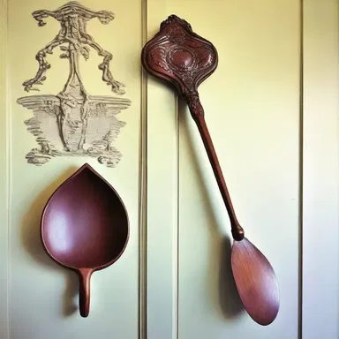 The Victorian-style house had a beautifully carved wooden spanking paddle displayed on the wall as a decorative piece.