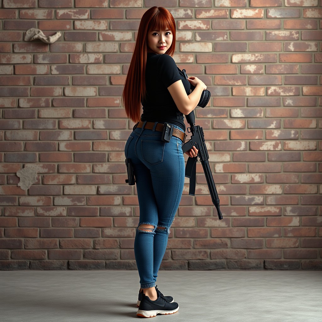 A full-body portrait of a beautiful adult Indonesian woman facing the camera
