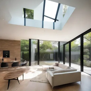 The designer incorporated the concept of spaciousness and plentifulness of natural light into the design of the modern house.