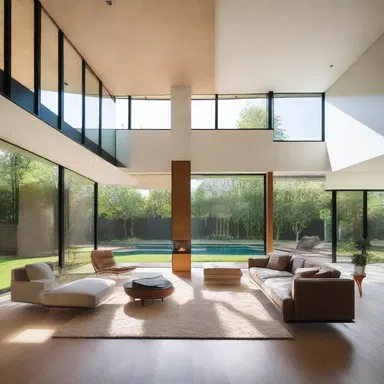 The designer incorporated the concept of spaciousness and plentifulness of natural light into the design of the modern house.