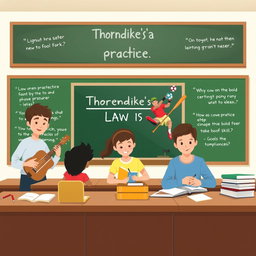 An educational illustration visualizing the concept of Thorndike's Law of Practice