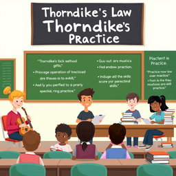 An educational illustration visualizing the concept of Thorndike's Law of Practice