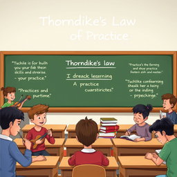 An educational illustration visualizing the concept of Thorndike's Law of Practice