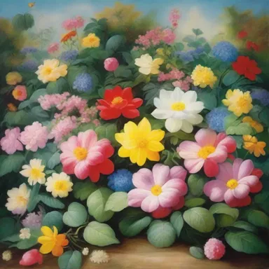 The painting depicted a lush garden overflowing with colorful flowers, symbolizing the plentifulness of nature's beauty.
