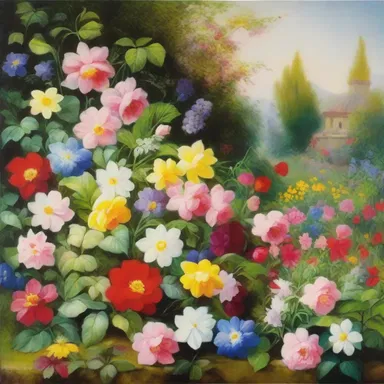 The painting depicted a lush garden overflowing with colorful flowers, symbolizing the plentifulness of nature's beauty.