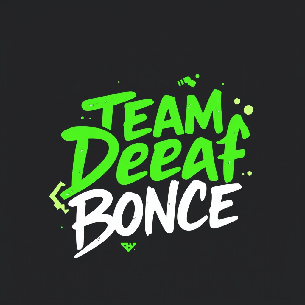 An eye-catching design for merchandise featuring the text 'Team Deaf Bonce' prominently displayed in a vibrant green color