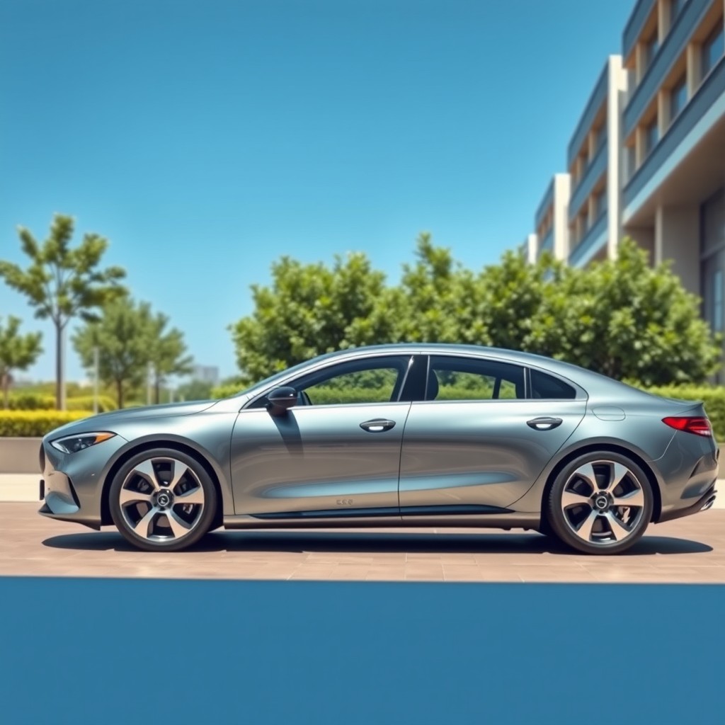 A sleek and luxurious Mercedes EQS sedan, showcasing its aerodynamic design and elegant features