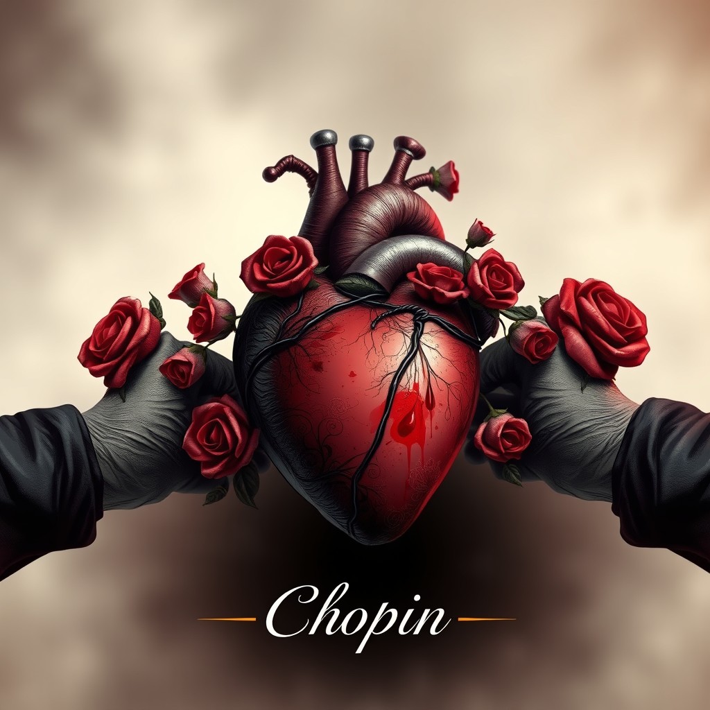 A Heartfelt Bloom: Realistic Human Heart with Roses