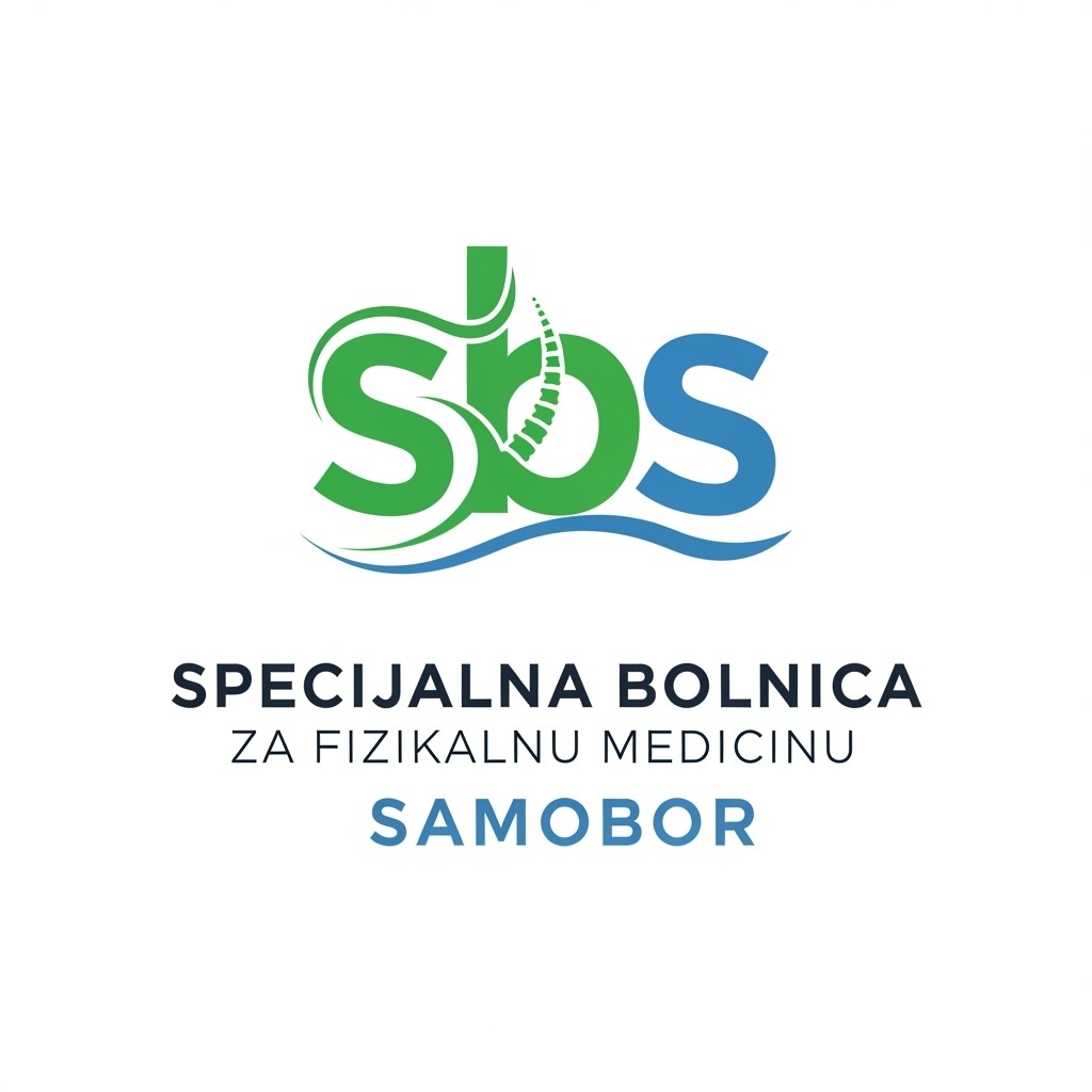 A minimalist logo design for 'SPECIJALNA BOLNICA ZA FIZIKALNU MEDICINU SAMOBOR', with a focus on the words 'specijalna bolnica' and 'Samobor'