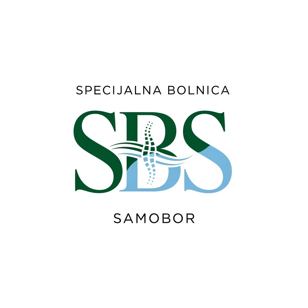 A minimalist logo design for 'SPECIJALNA BOLNICA ZA FIZIKALNU MEDICINU SAMOBOR', highlighting the phrases 'specijalna bolnica' and 'Samobor'