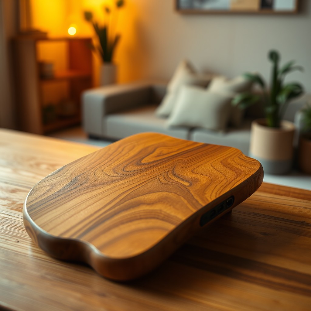 A warm, inviting wooden pixel board, showcasing a smooth, polished surface with intricate pixelated designs carved into the wood