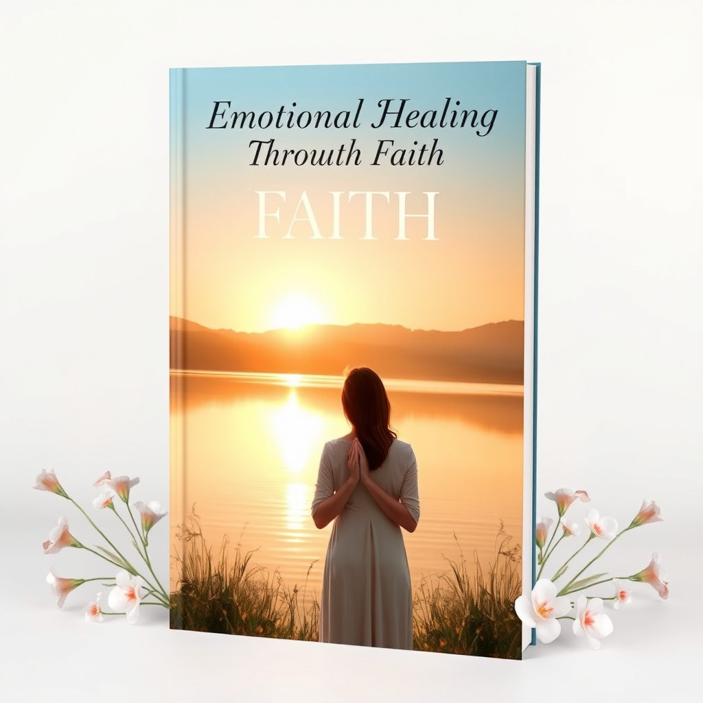 A realistic book cover depicting emotional healing through faith
