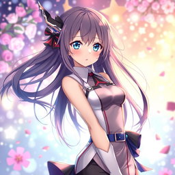 A stunning anime-style waifu character, featuring long flowing hair and captivating eyes, dressed in a stylish and form-fitting outfit that emphasizes her beauty and appeal