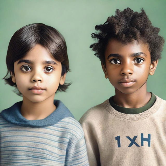 A boy and a girl making eye contact, wearing clothes with the letter 'S' visibly marked on them.