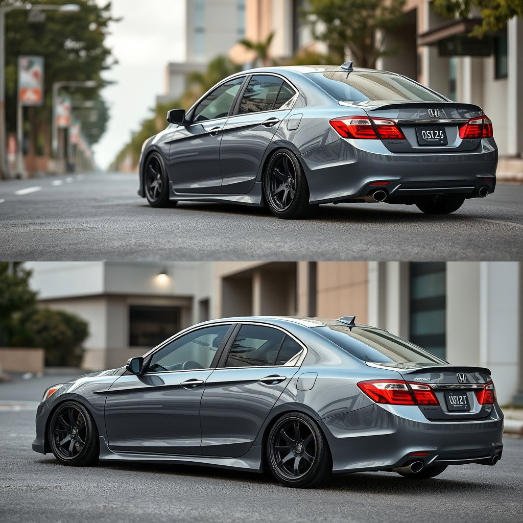 A modified Honda Accord Cielo, designed in an elegant JDM style with a glossy Nardo grey color
