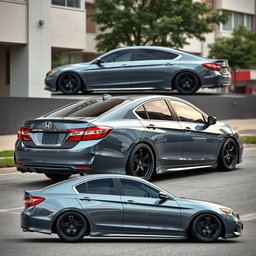 A modified Honda Accord Cielo, designed in an elegant JDM style with a glossy Nardo grey color