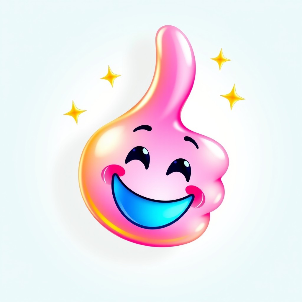 An artistic representation of a thumbs up emoji, beautifully designed with vibrant colors and a glossy finish