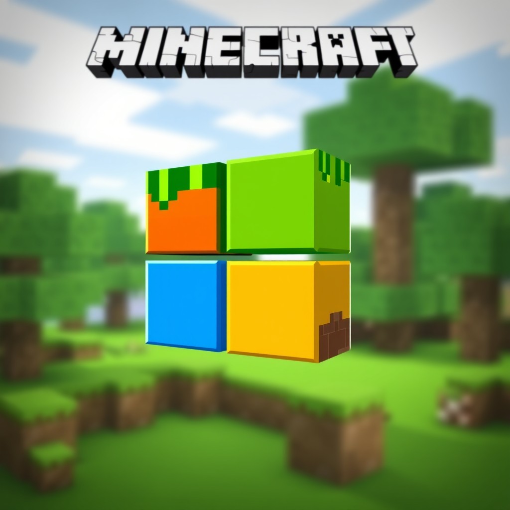 Blocky Brilliance: Microsoft Logo Reimagined in Minecraft Style