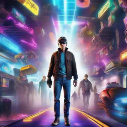 A high-quality digital art image that captures the cinematic essence of the movie 'Ready Player One'