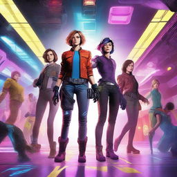 An exceptional digital art image that portrays a feminist rendition of the movie 'Ready Player One'