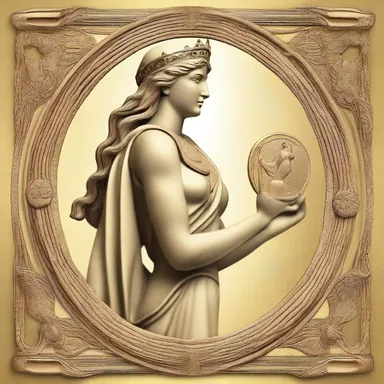 In the ancient Greek myth, the goddess Athena decorated the hero with a golden medal for his bravery.