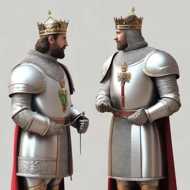 The author wrote a story where the king decorated the knight with a medal as a symbol of his valor.